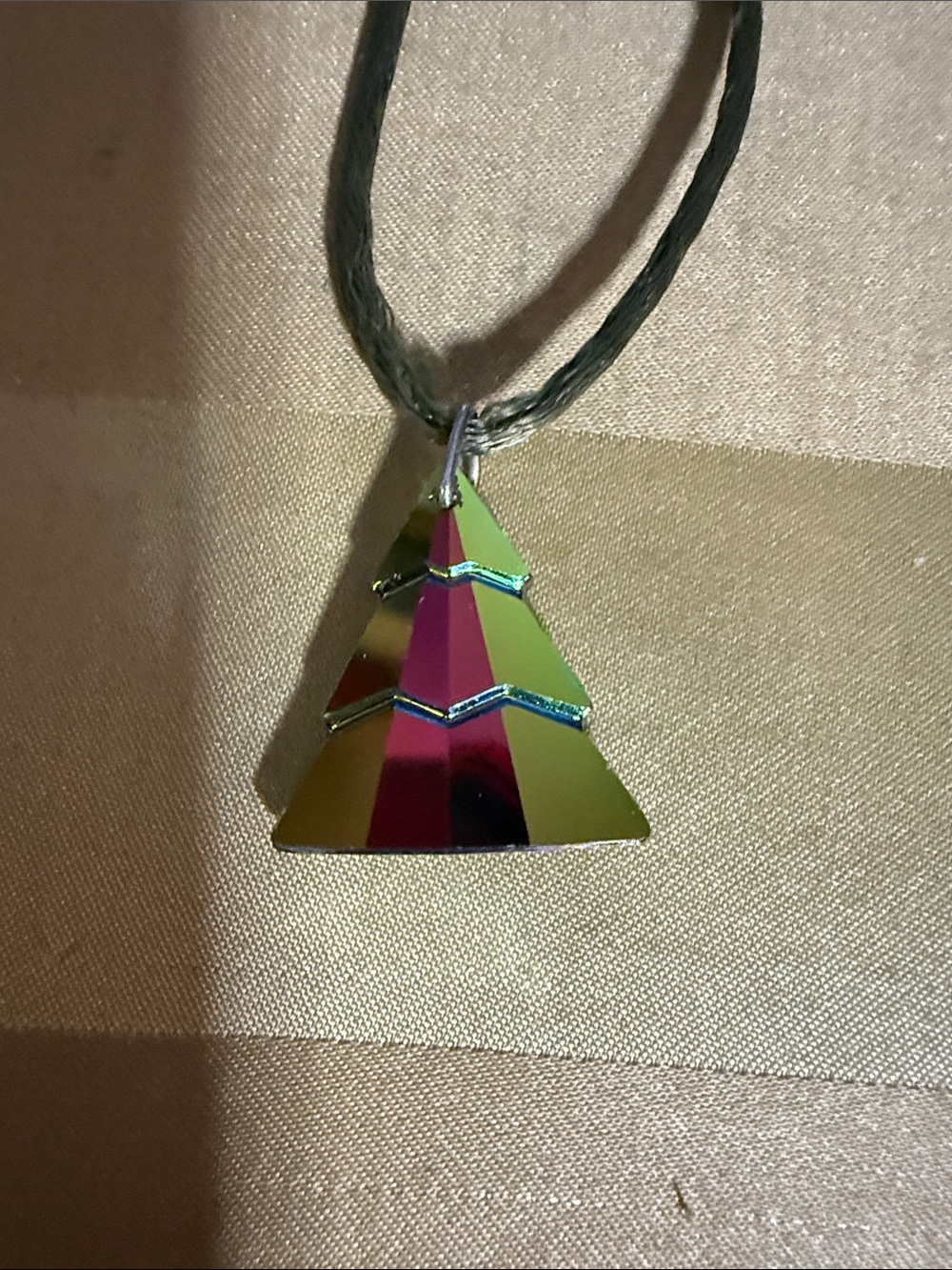 Iridescent Christmas Tree glass Pendant Necklace - Multicolor